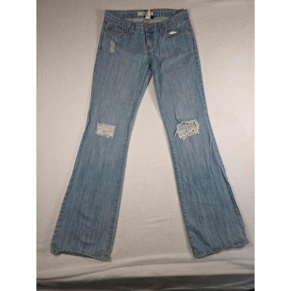 Vintage Y2K Truck Jeans Low Rise Distressed Flare Denim Size 9 Light Wash USA